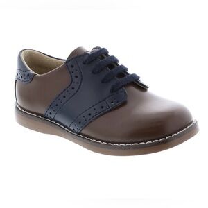 NWOB! Footmates Connor Classic Brown and Navy Saddle Shoes, sz 9 (Toddler)